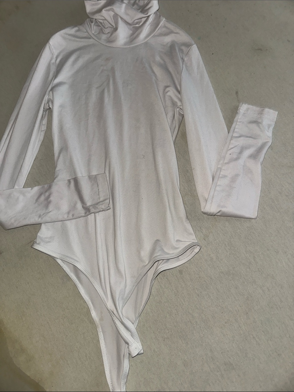 Womens Size XS SHEIN White Long Sleeve Turtleneck Bodysuit